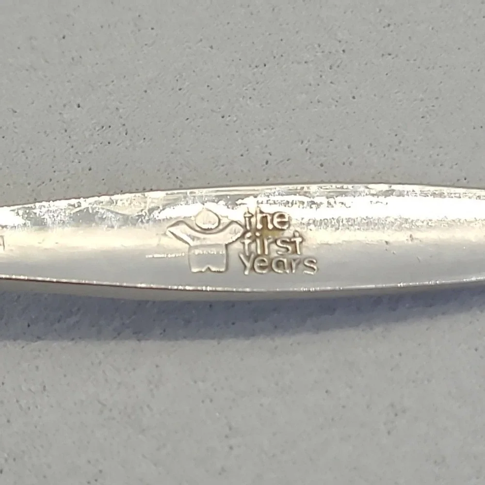 Vintage The First Years Spoon Baby Silver Deluxe Stainless Rose Flower Taiwan